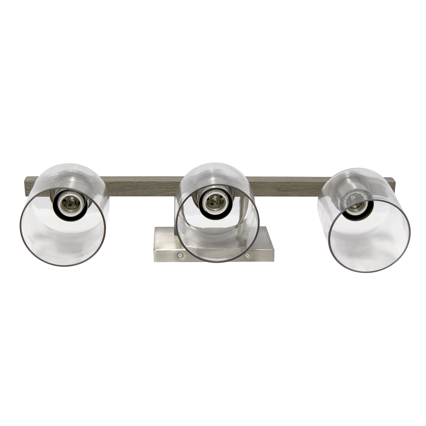 All The Rages Lalia Home Barnlit Brushed Nickel & Gray 3-Light Vanity Light With Clear Glass Shades