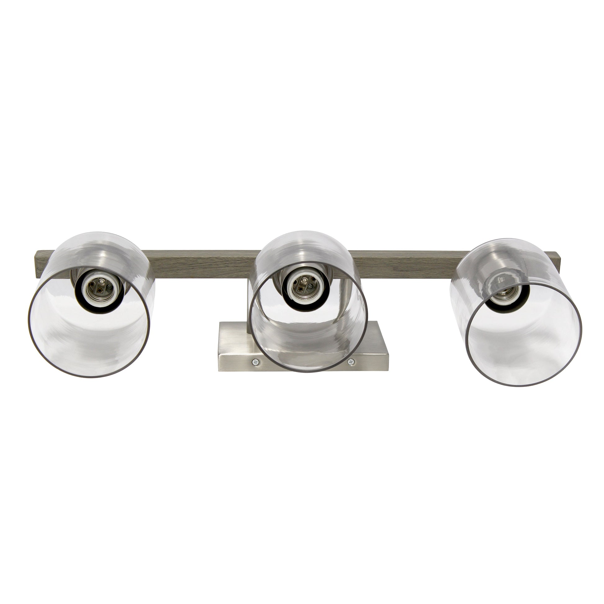 All The Rages Lalia Home Barnlit Brushed Nickel & Gray 3-Light Vanity Light With Clear Glass Shades