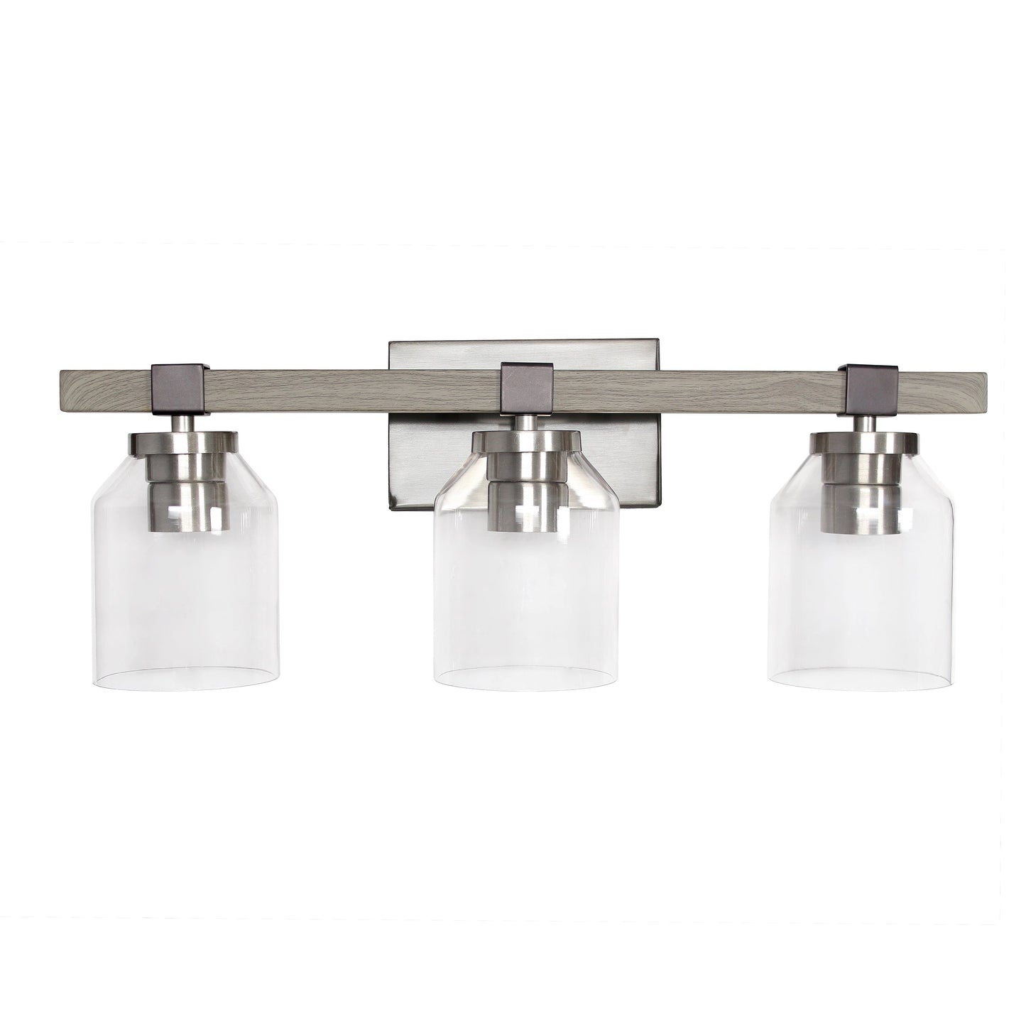 All The Rages Lalia Home Barnlit Brushed Nickel & Gray 3-Light Vanity Light With Clear Glass Shades