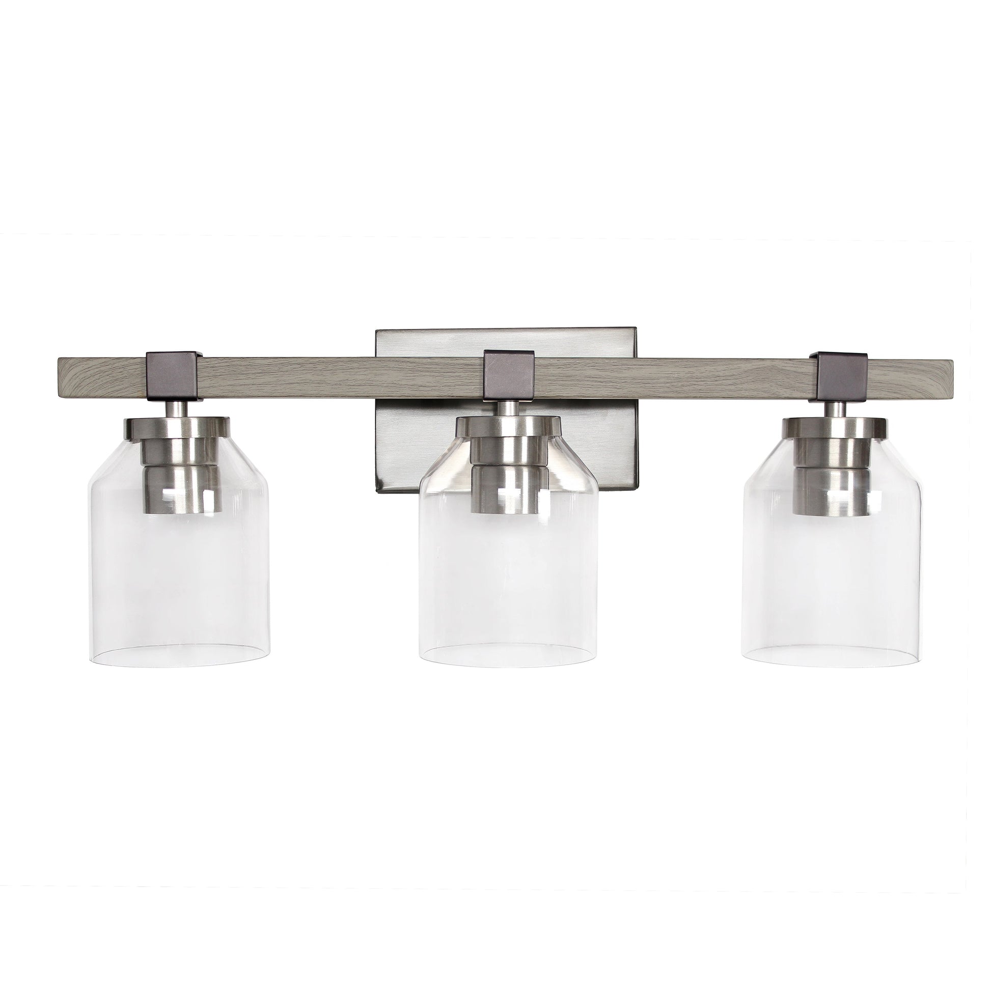 All The Rages Lalia Home Barnlit Brushed Nickel & Gray 3-Light Vanity Light With Clear Glass Shades