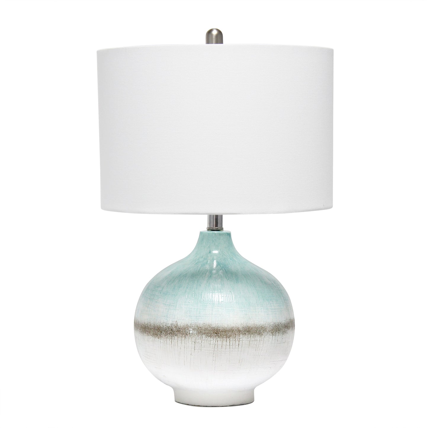 All The Rages Lalia Home Bayside Horizon Table Lamp In Aqua, Brown & White