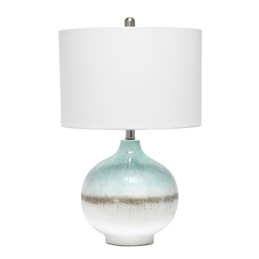 All The Rages Lalia Home Bayside Horizon Table Lamp In Aqua, Brown & White