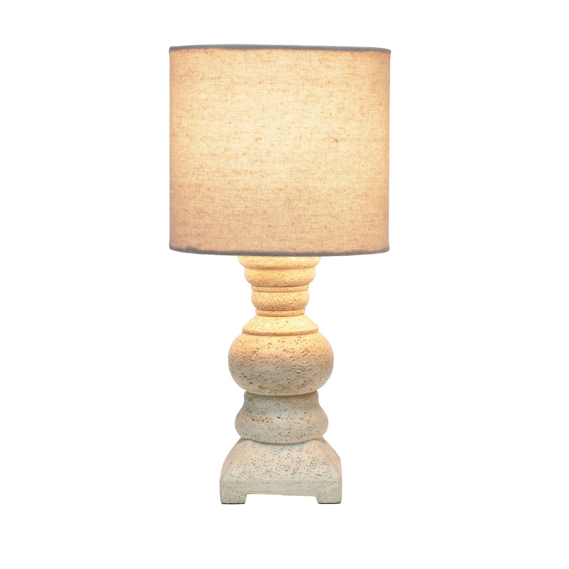 All The Rages Lalia Home Beige 13" Organix Rustic Farmhouse Distressed Neutral Resin Base Mini Table Desk Lamp With Beige Fabric Shade