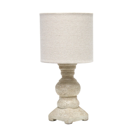 All The Rages Lalia Home Beige 13" Organix Rustic Farmhouse Distressed Neutral Resin Base Mini Table Desk Lamp With Beige Fabric Shade