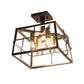 All The Rages Lalia Home Black 13" Ironhouse 4-Light Squared Metal Semi Flush Mount With Exposed Lights