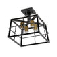 All The Rages Lalia Home Black 13" Ironhouse 4-Light Squared Metal Semi Flush Mount With Exposed Lights