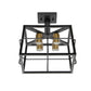 All The Rages Lalia Home Black 13" Ironhouse 4-Light Squared Metal Semi Flush Mount With Exposed Lights