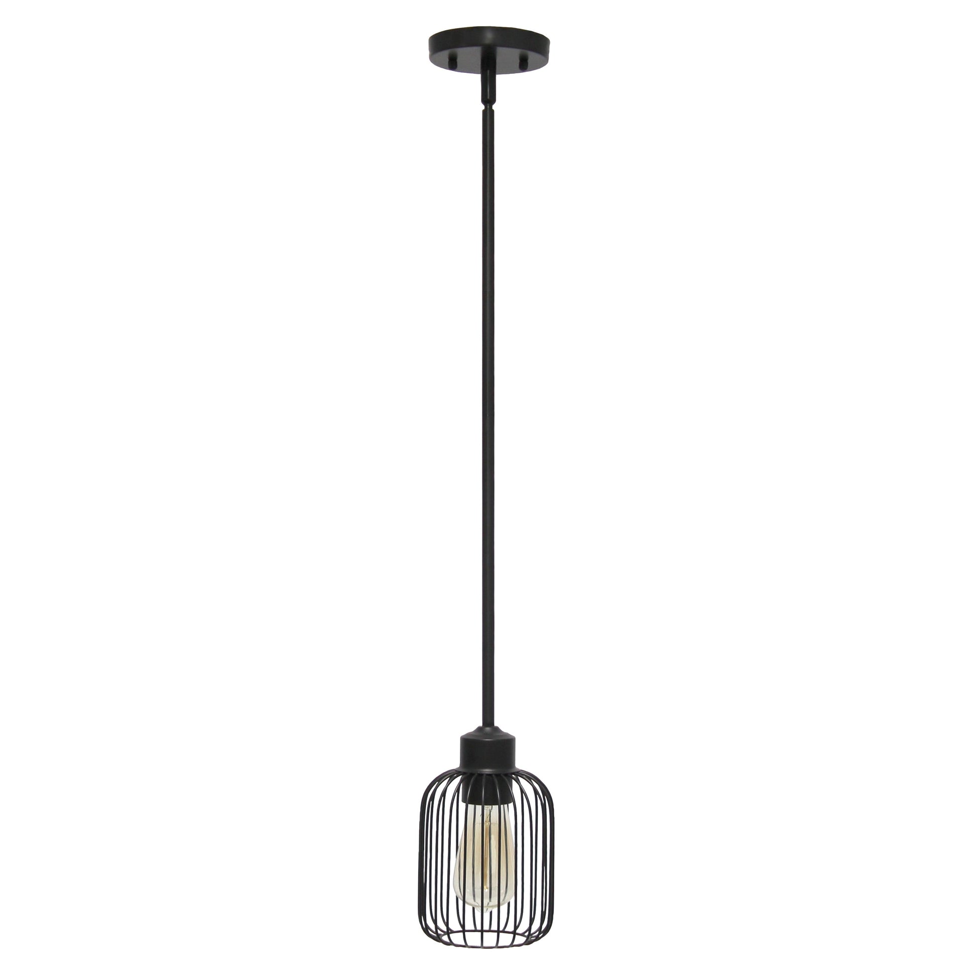 All The Rages Lalia Home Black 7" Ironhouse Industrial Decorative Metal Caged Mini Pendant Light