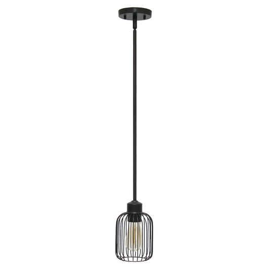 All The Rages Lalia Home Black 7" Ironhouse Industrial Decorative Metal Caged Mini Pendant Light