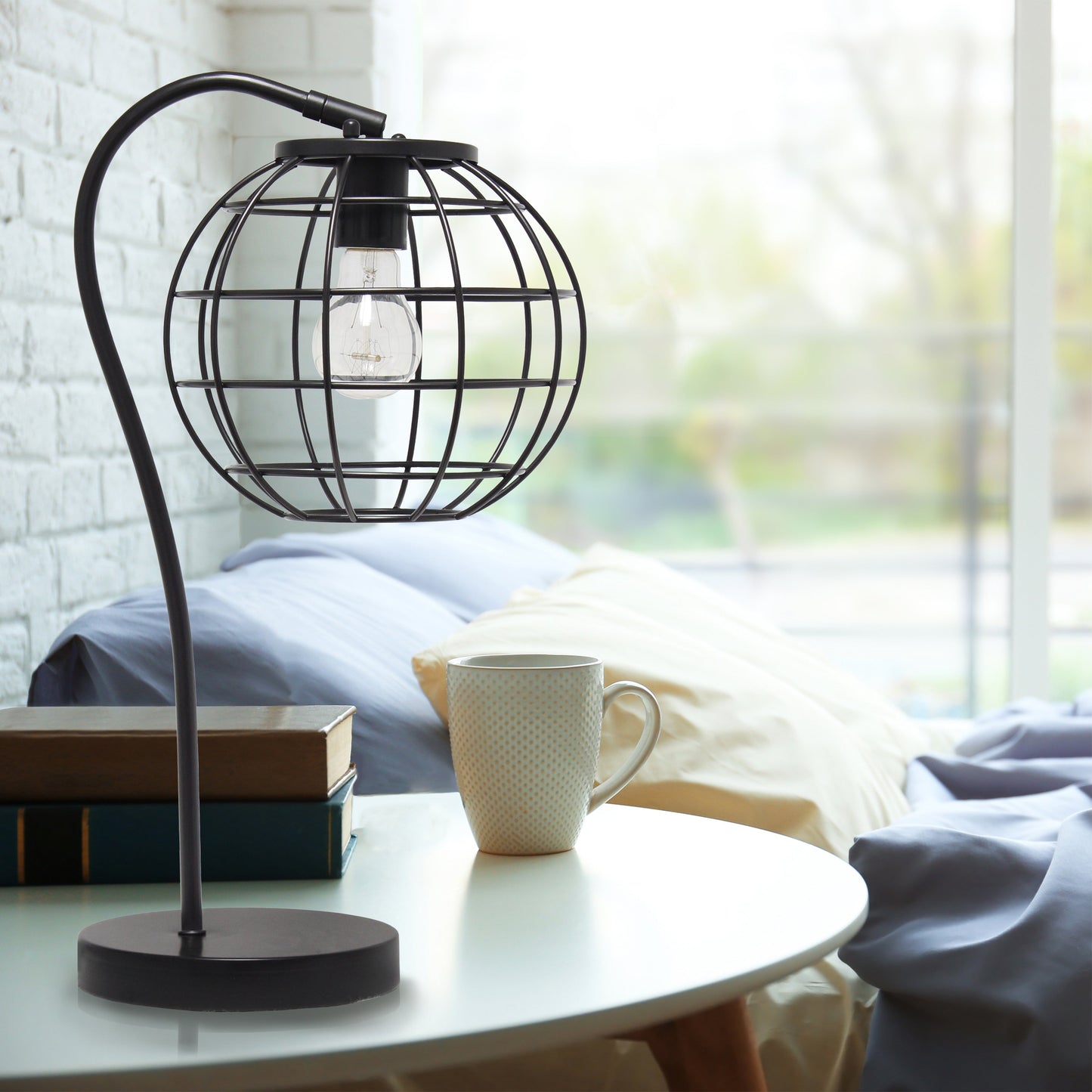 All The Rages Lalia Home Black Arched Metal Cage Table Lamp