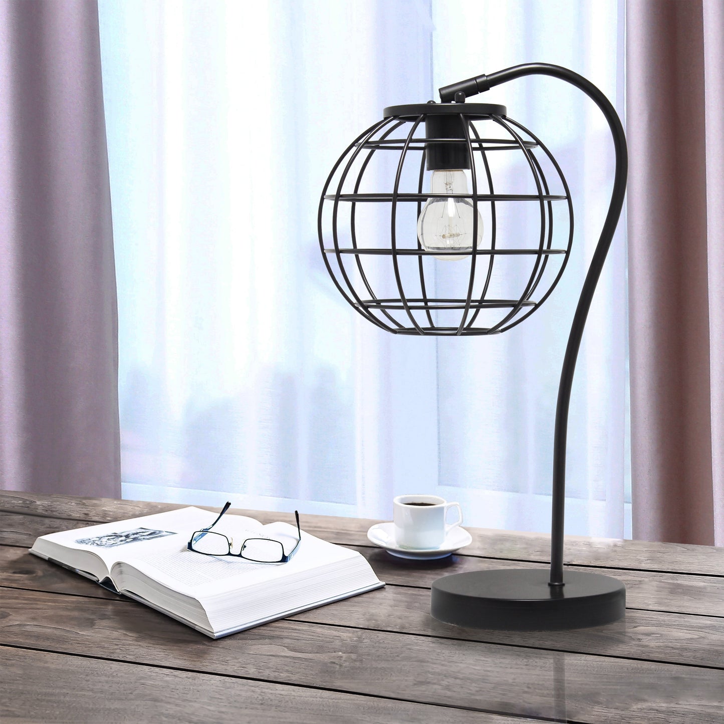 All The Rages Lalia Home Black Arched Metal Cage Table Lamp