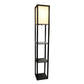 All The Rages Lalia Home Black Column Shelf Floor Lamp With A Linen Shade