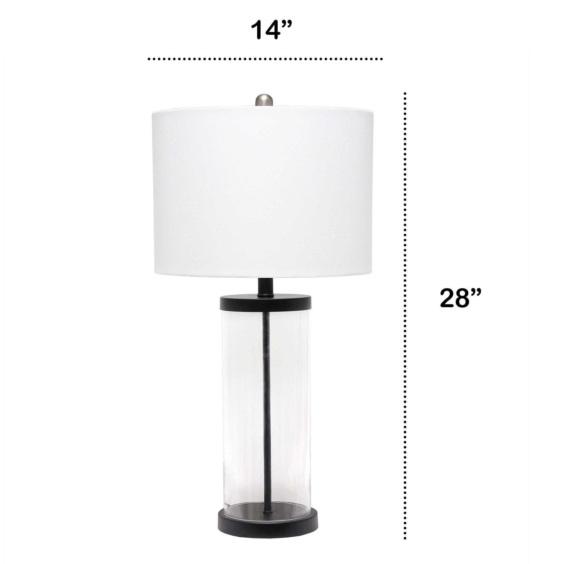 All The Rages Lalia Home Black Entrapped Glass Table Lamp With White Fabric Shade