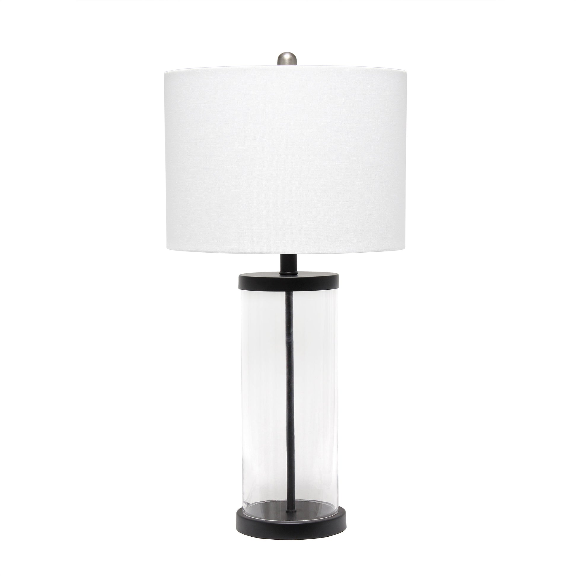 All The Rages Lalia Home Black Entrapped Glass Table Lamp With White Fabric Shade