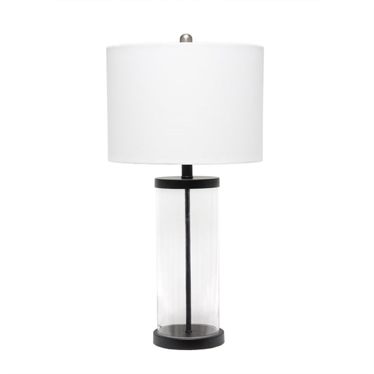 All The Rages Lalia Home Black Entrapped Glass Table Lamp With White Fabric Shade