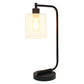 All The Rages Lalia Home Black Iron Table Lamp With Glass Shade