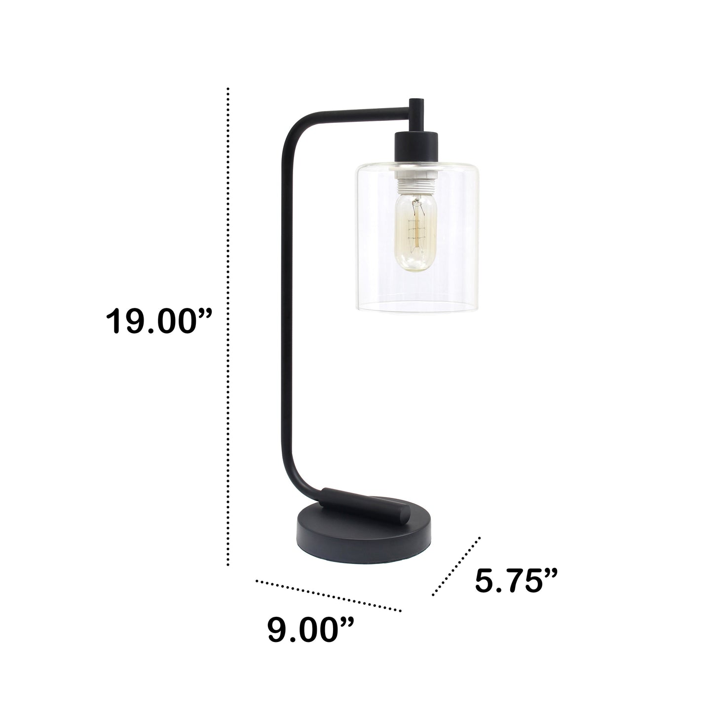 All The Rages Lalia Home Black Iron Table Lamp With Glass Shade