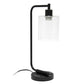 All The Rages Lalia Home Black Iron Table Lamp With USB Port & Glass Shade