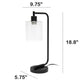 All The Rages Lalia Home Black Iron Table Lamp With USB Port & Glass Shade