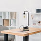 All The Rages Lalia Home Black Iron Table Lamp With USB Port & Glass Shade