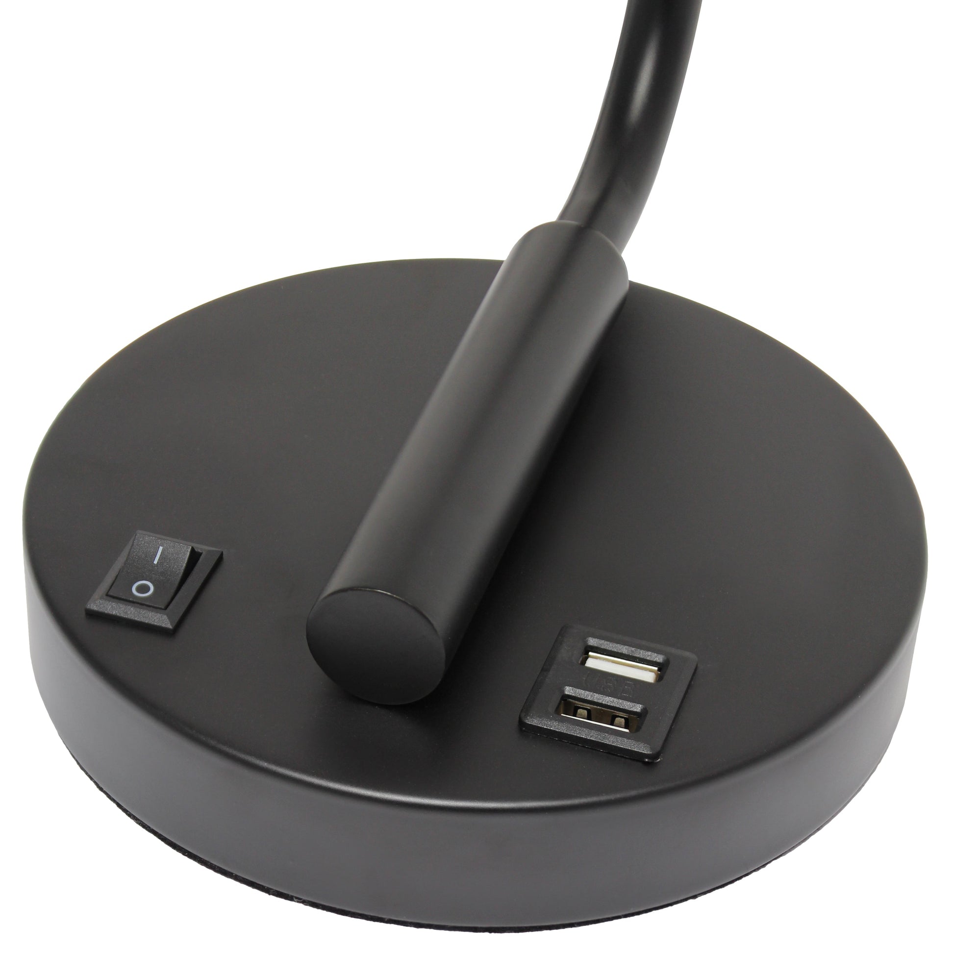 All The Rages Lalia Home Black Iron Table Lamp With USB Port & Glass Shade