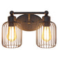 All The Rages Lalia Home Black Ironhouse 2-Light Vanity Light With Industrial Decorative Cage Shades
