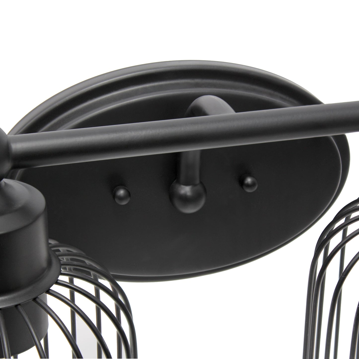 All The Rages Lalia Home Black Ironhouse 2-Light Vanity Light With Industrial Decorative Cage Shades