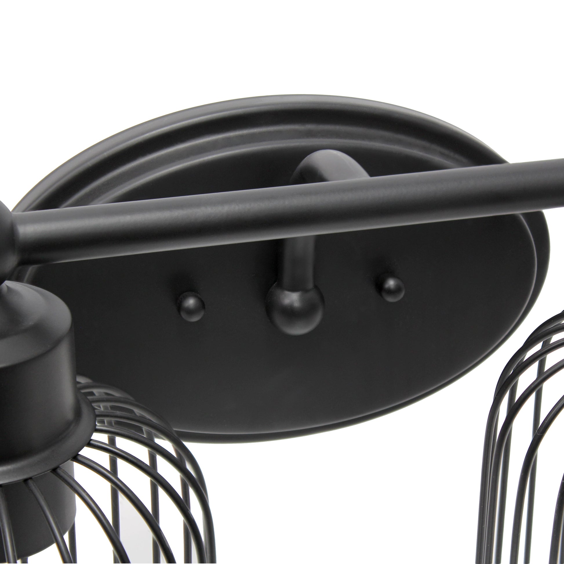 All The Rages Lalia Home Black Ironhouse 2-Light Vanity Light With Industrial Decorative Cage Shades