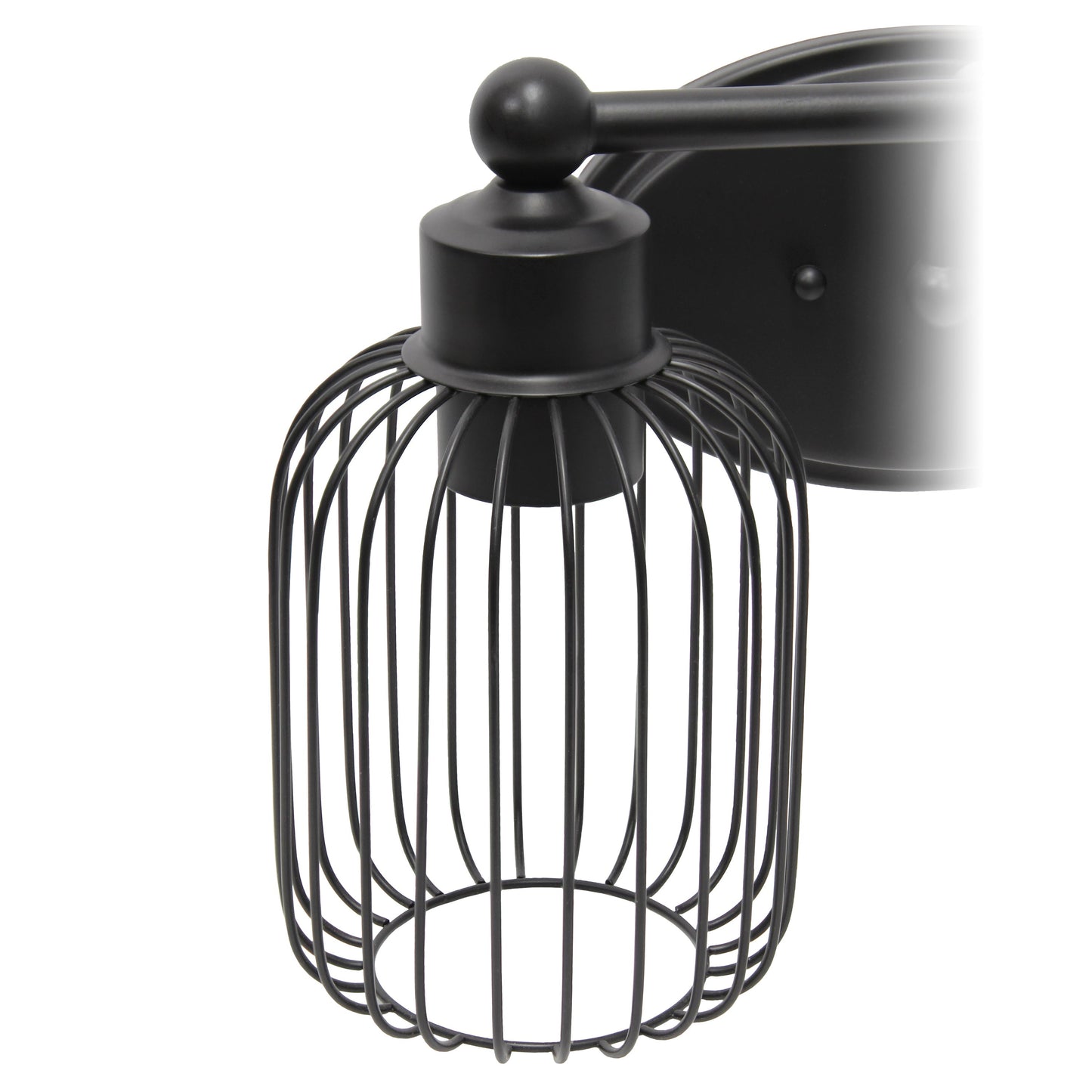 All The Rages Lalia Home Black Ironhouse 2-Light Vanity Light With Industrial Decorative Cage Shades