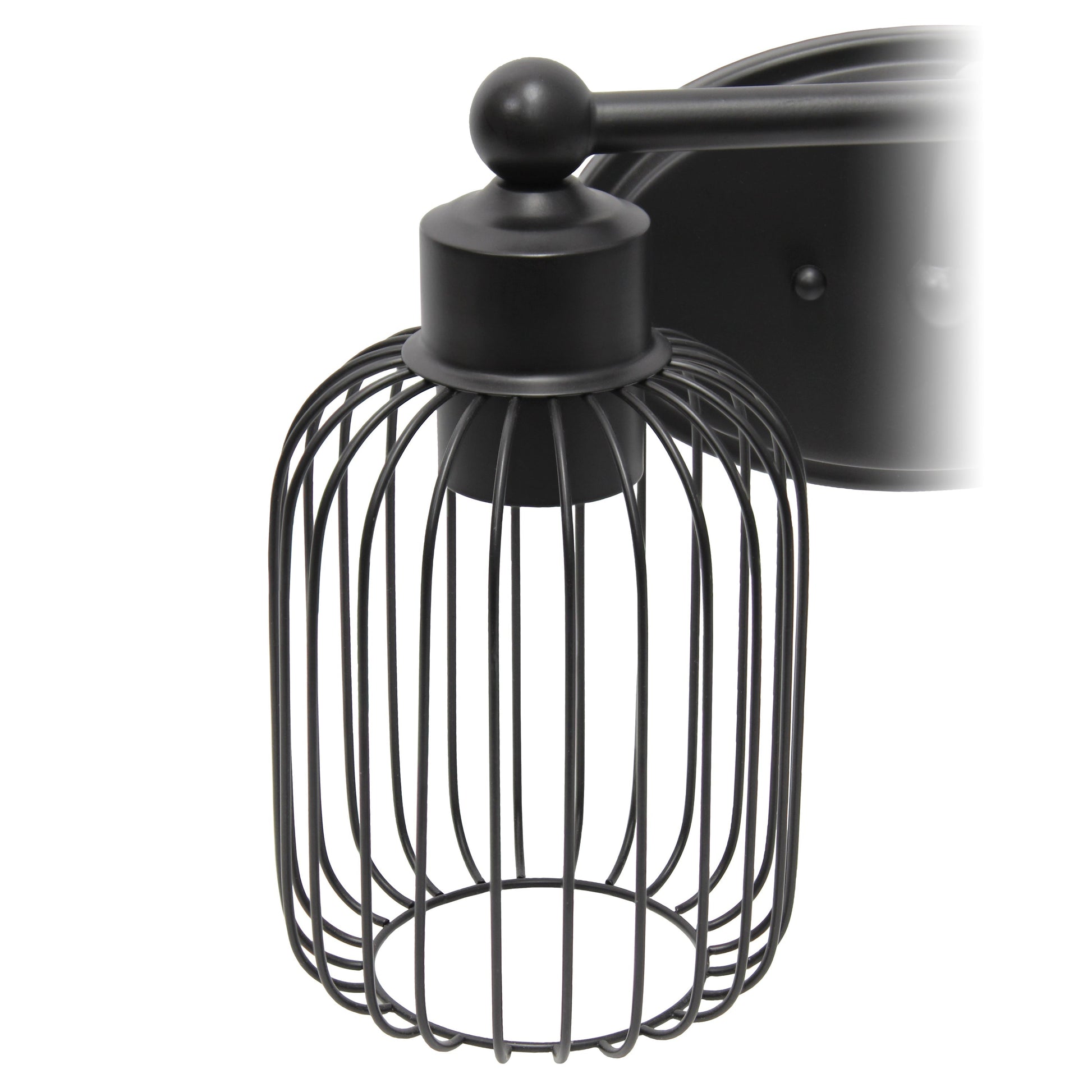 All The Rages Lalia Home Black Ironhouse 2-Light Vanity Light With Industrial Decorative Cage Shades