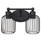 All The Rages Lalia Home Black Ironhouse 2-Light Vanity Light With Industrial Decorative Cage Shades