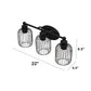 All The Rages Lalia Home Black Ironhouse 3-Light Vanity Light With Industrial Decorative Cage Shades
