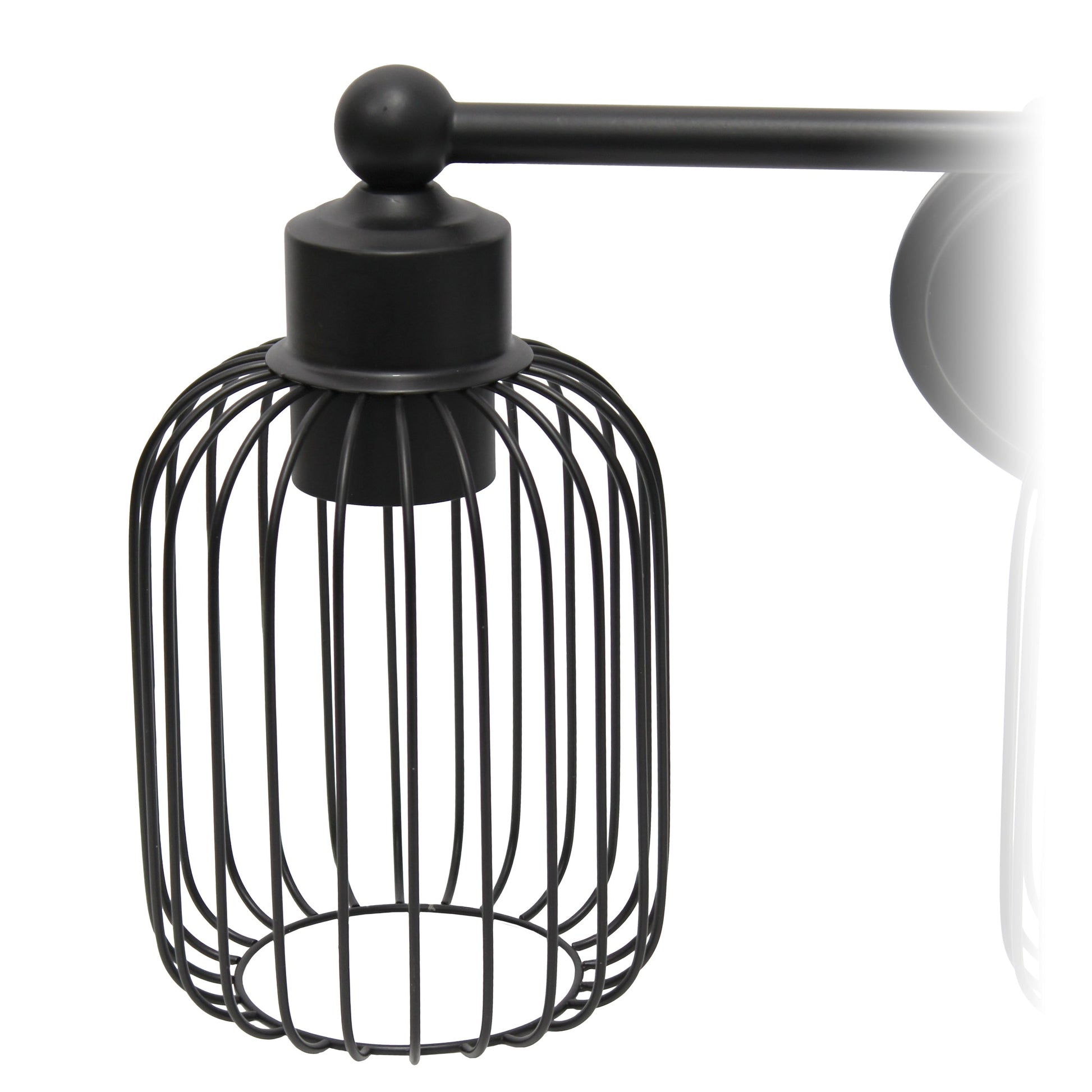 All The Rages Lalia Home Black Ironhouse 3-Light Vanity Light With Industrial Decorative Cage Shades