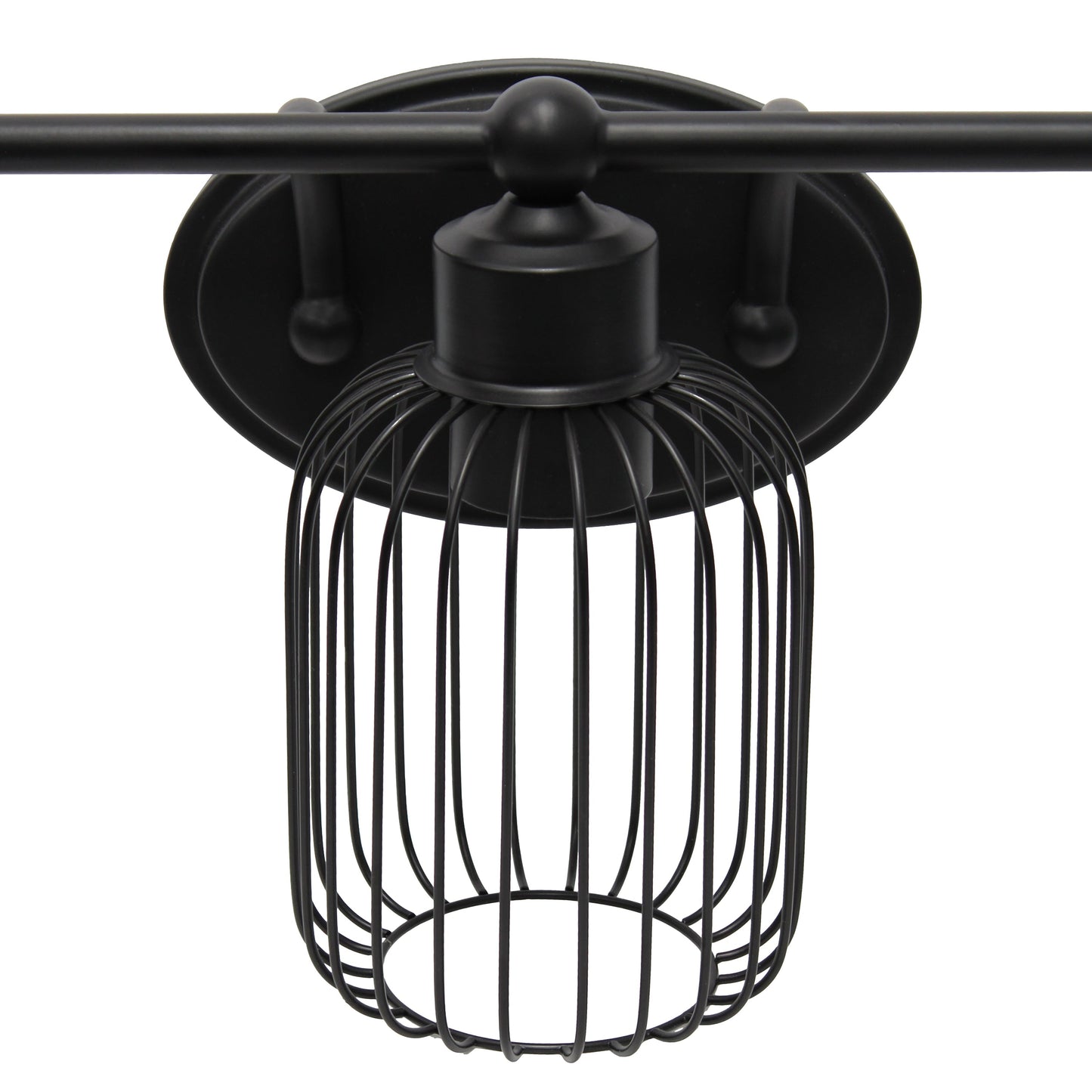 All The Rages Lalia Home Black Ironhouse 3-Light Vanity Light With Industrial Decorative Cage Shades