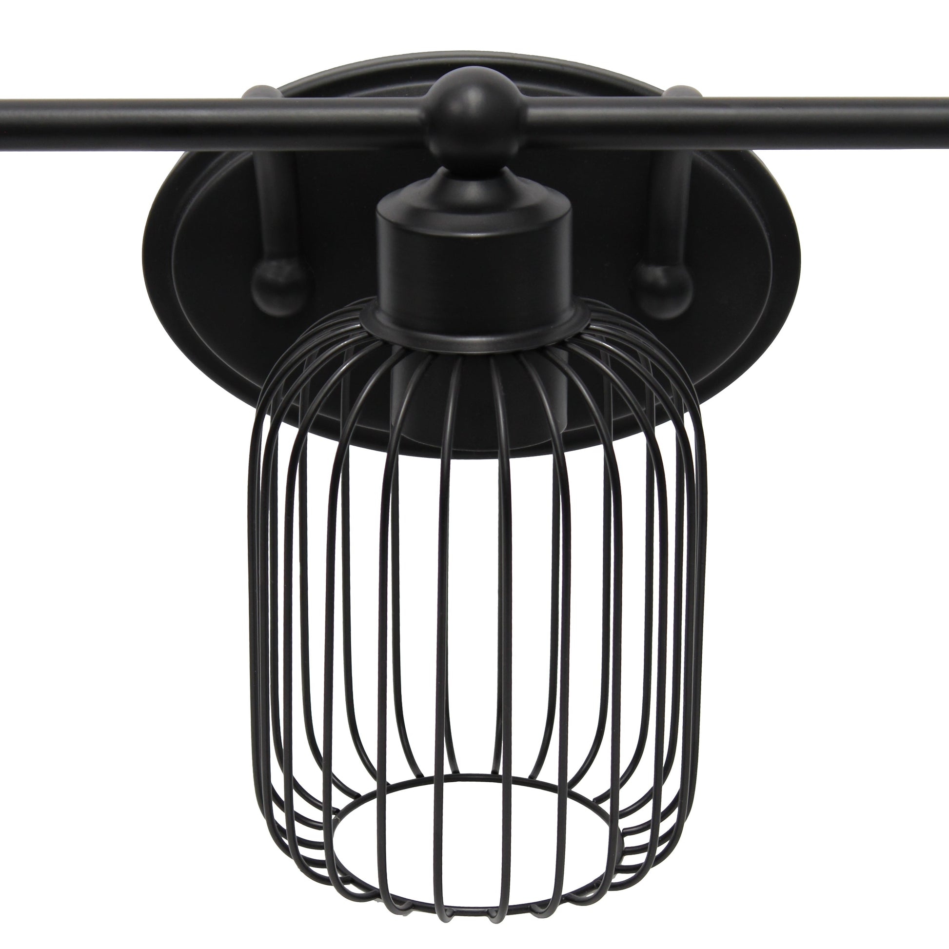 All The Rages Lalia Home Black Ironhouse 3-Light Vanity Light With Industrial Decorative Cage Shades