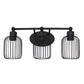 All The Rages Lalia Home Black Ironhouse 3-Light Vanity Light With Industrial Decorative Cage Shades