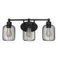 All The Rages Lalia Home Black Ironhouse 3-Light Vanity Light With Industrial Decorative Cage Shades