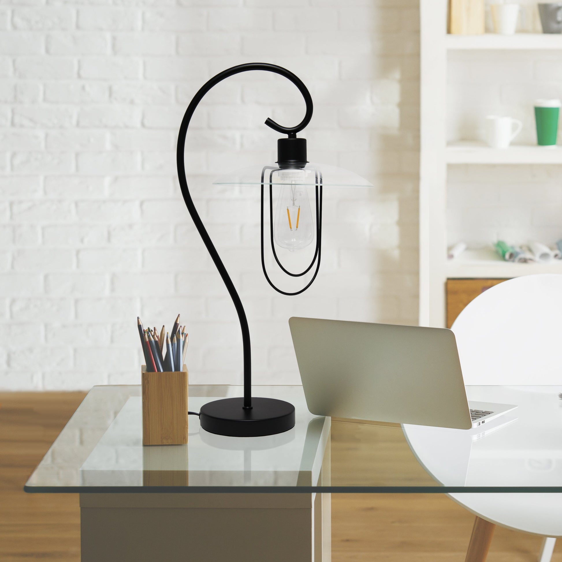 All The Rages Lalia Home Black Modern Metal Scroll Table Lamp