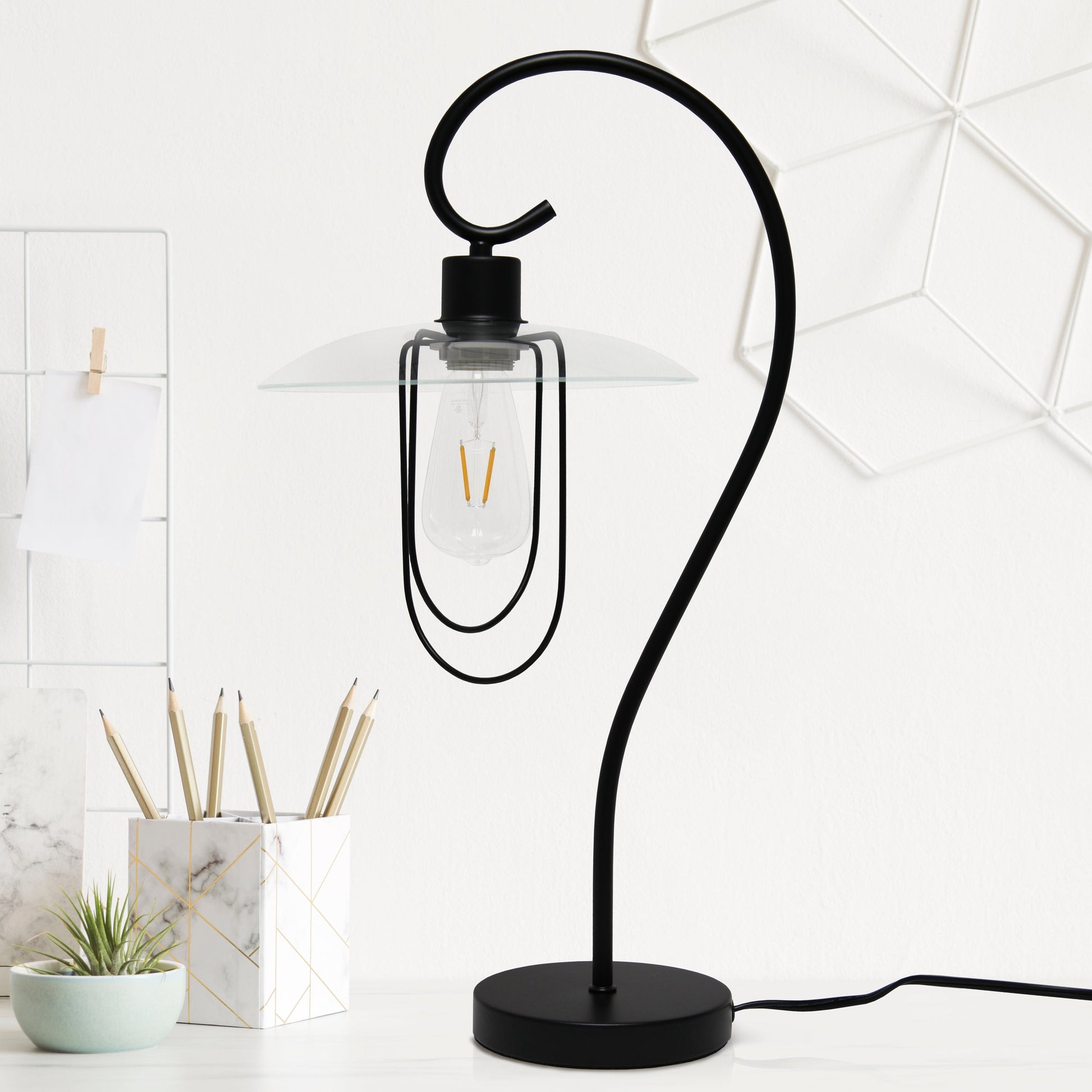 All The Rages Lalia Home Black Modern Metal Scroll Table Lamp