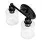 All The Rages Lalia Home Black Studio Loft Modern 2-Light Metal Vanity Light With Clear Seeded Glass Shades