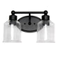 All The Rages Lalia Home Black Studio Loft Modern 2-Light Metal Vanity Light With Clear Seeded Glass Shades