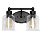 All The Rages Lalia Home Black Studio Loft Modern 2-Light Metal Vanity Light With Clear Seeded Glass Shades