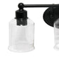 All The Rages Lalia Home Black Studio Loft Modern 3-Light Metal Vanity Light With Clear Seeded Glass Shades