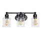 All The Rages Lalia Home Black Studio Loft Modern 3-Light Metal Vanity Light With Clear Seeded Glass Shades