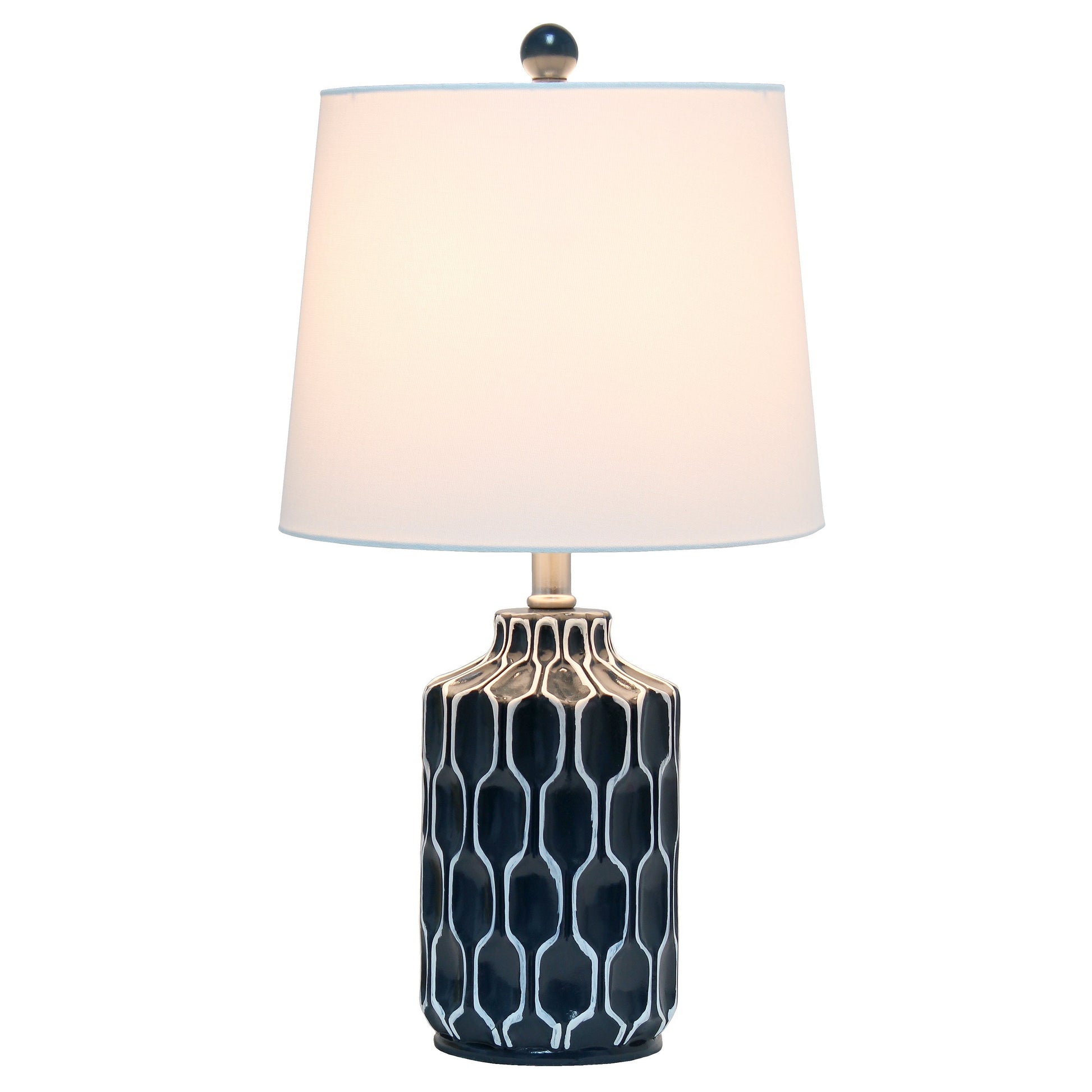 All The Rages Lalia Home Blue Moroccan Table Lamp With Fabric White Shade