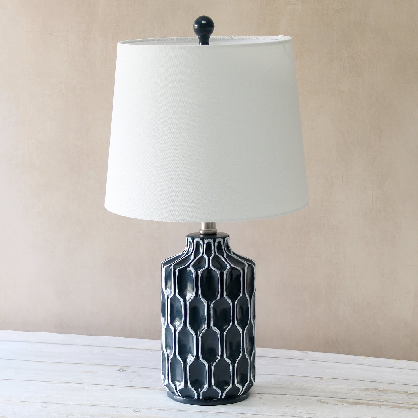 All The Rages Lalia Home Blue Moroccan Table Lamp With Fabric White Shade