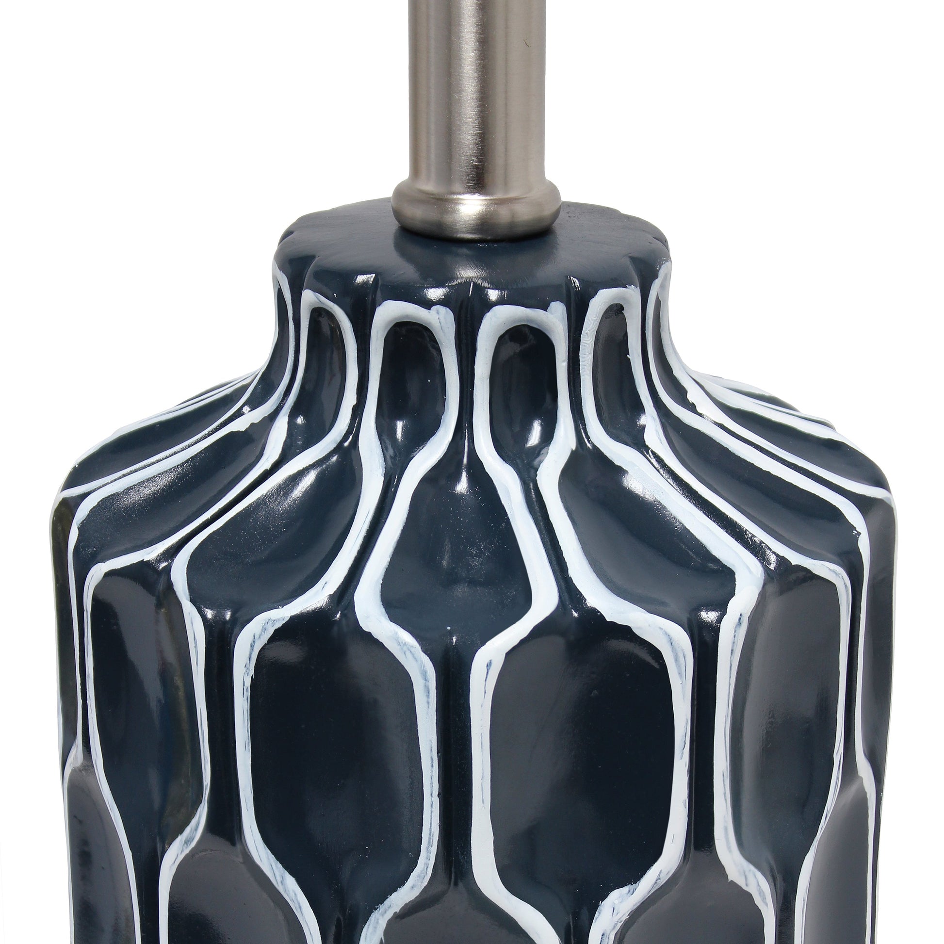 All The Rages Lalia Home Blue Moroccan Table Lamp With Fabric White Shade