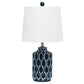 All The Rages Lalia Home Blue Moroccan Table Lamp With Fabric White Shade