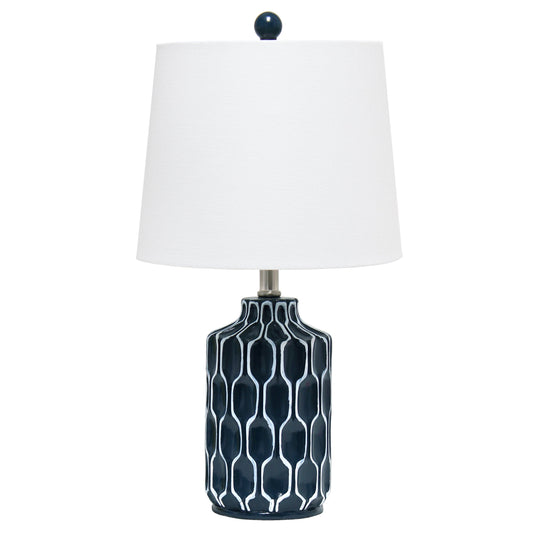 All The Rages Lalia Home Blue Moroccan Table Lamp With Fabric White Shade