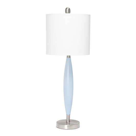 All The Rages Lalia Home Blue Stylus Table Lamp With White Fabric Shade